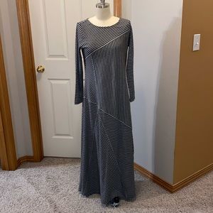 NEW Ryley Maxi Dress in Luxe Black Gray Stripe Stretch Jersey S